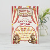 サーカスの2歳の誕生日おめでとう Monkey See Monkey Two 招待状 (スタンド正面)