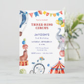 サーカスの3つのリングで2歳の誕生日パーティ 招待状 (スタンド正面)