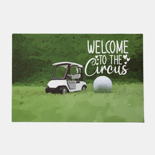 サーカスへようこそゴルフボール付きゴルフカート  ドアマット (正面)