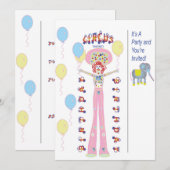 サーカスをテーマにしたパーティー 招待状 (正面/裏面)