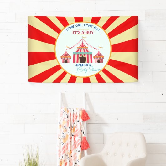 サーカスをテーマにしたベビーシャワーパーティー 横断幕 (インサイチュ)