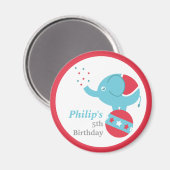 サーカスをテーマにした誕生日パーティーが象に有利 マグネット (正面/裏面)