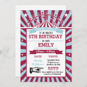 サーカスをテーマにした誕生日パーティーの招待状 招待状 (正面/裏面)