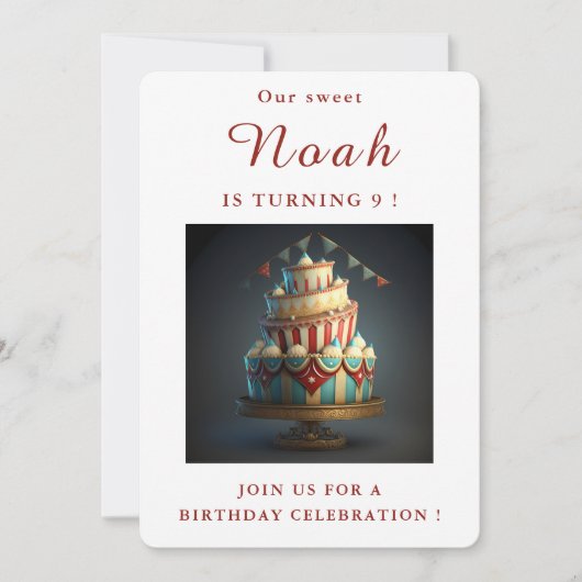 サーカスをテーマにした誕生日招待状カード 招待状 (正面)