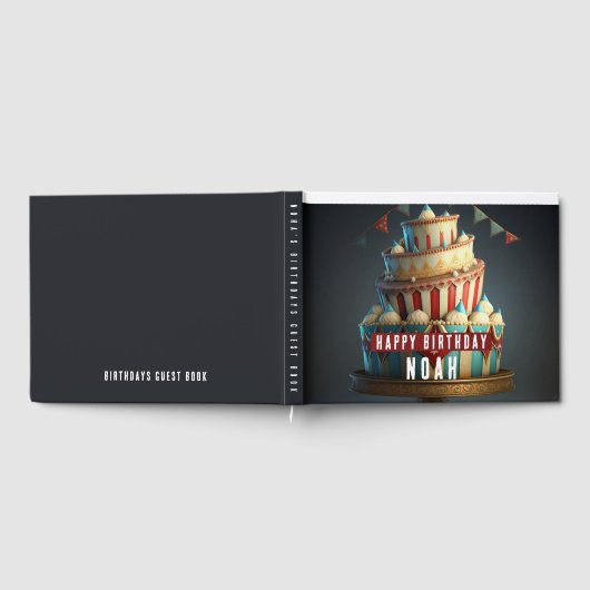 サーカスをテーマにした誕生日 ゲストブック (全面)