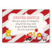 サーカスをテーマにした赤ちゃんシャワーおむつラッフルカード テーブルナンバー (正面)