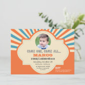 サーカスをテーマにした|フォトカスタム|誕生日 招待状 (スタンド正面)