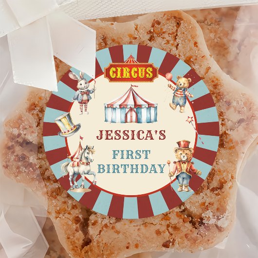 サーカスアニマルカーニバル誕生日パーティー ラウンドシール