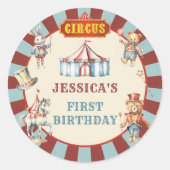 サーカスアニマルカーニバル誕生日パーティー ラウンドシール (正面)