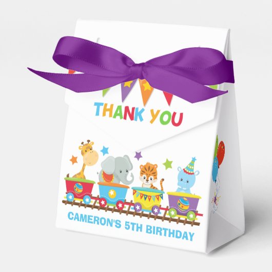 サーカスアニマルズトレインおもしろい子供の誕生日パーティー フェイバーボックス (正面サイド)