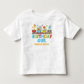 サーカスアニマルトレインかわいいカスタム誕生日ガール トドラーTシャツ (正面)