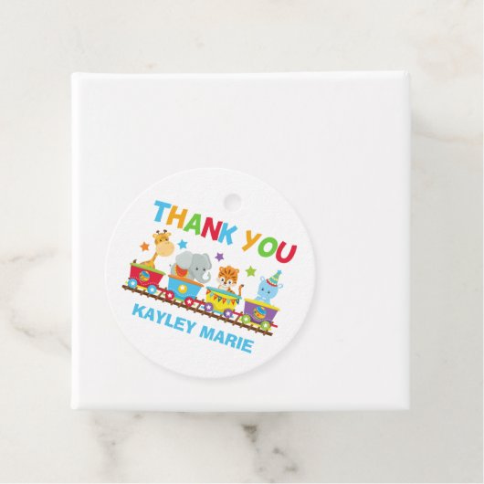 サーカスアニマルトレインかわいいカスタム誕生日パーティー フェイバータグ (インサイチュ)