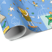 サーカスアニマルパフォーマンオンブルーラッピング紙 ラッピングペーパー (ロールコーナー)