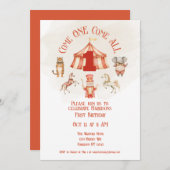 サーカスアニマルファースト誕生日招待状 招待状 (正面/裏面)