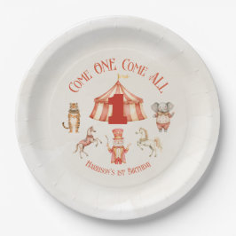 サーカスアニマルファースト誕生日 ペーパープレート