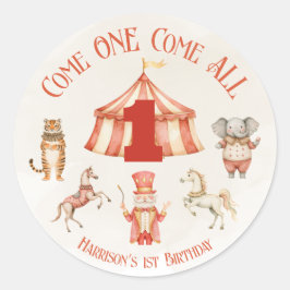 サーカスアニマルファースト誕生日 ラウンドシール