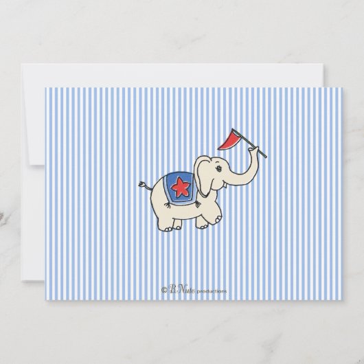サーカスアニマルベビーシャワー招待状-青 招待状 (裏面)