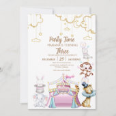 サーカスアニマル子供の誕生日パーティの招待状 招待状 (正面)