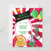 サーカスアニマル子供の誕生日招待状 マグネット招待状 (正面)