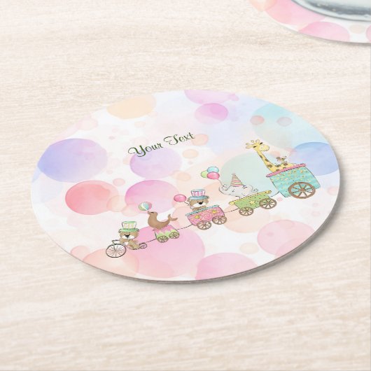 サーカスアニマル紙コースター ラウンドペーパーコースター (アングル)