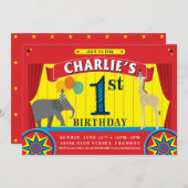 サーカスアニマル誕生日招待状 招待状 (正面/裏面)