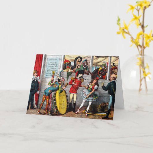 サーカスイタリアンパフォーマーの政治漫画 カード (黄色い花)