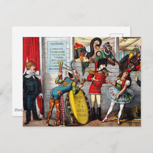 サーカスイタリアンパフォーマーの政治漫画 ポストカード (正面/裏面)