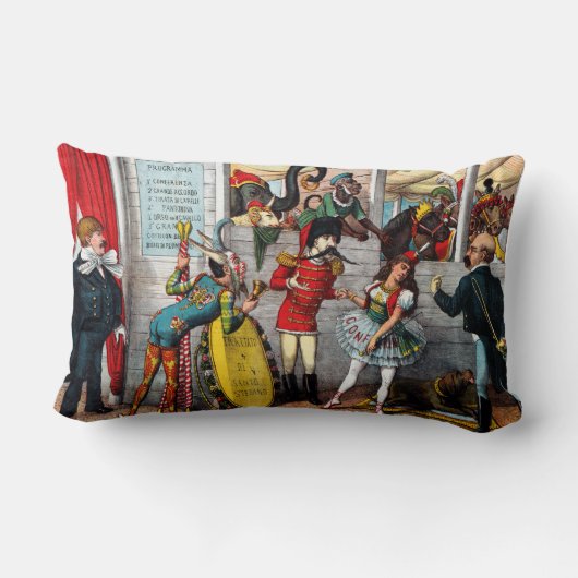 サーカスイタリアンパフォーマーの政治漫画 ランバークッション (裏面)