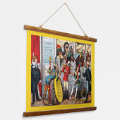 サーカスイタリアンパフォーマーの政治漫画 吊り下げ型タペストリー (傾斜あり)