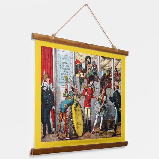 サーカスイタリアンパフォーマーの政治漫画 吊り下げ型タペストリー (傾斜あり)