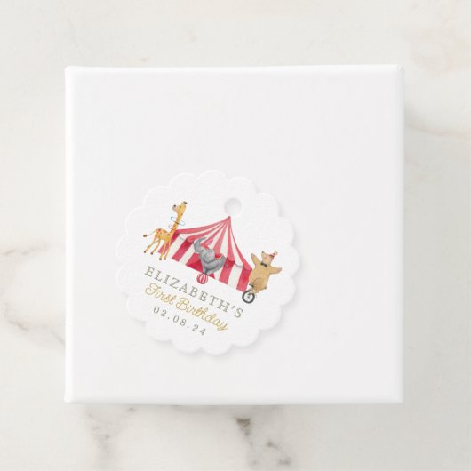 サーカスウォーター色誕生日かわいい動物 フェイバータグ (インサイチュ)