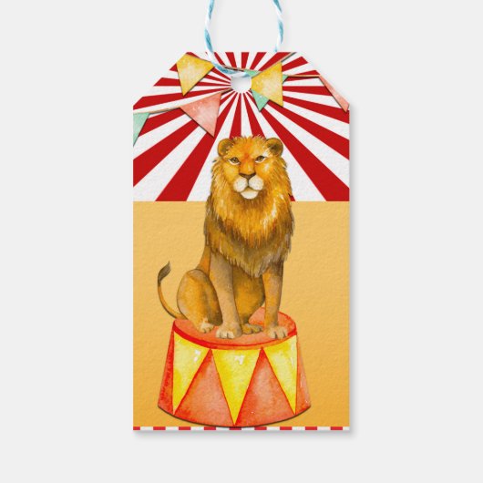 サーカスエレファントオンボール&ライオンカーニバルパーティー ギフトタグ (裏面)