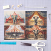 サーカスエレファントコラージュ1デクページ紙 薄葉紙 (クラフト)