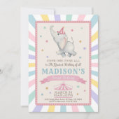 サーカスエレファントバースデーパーティーの招待 招待状 (正面)