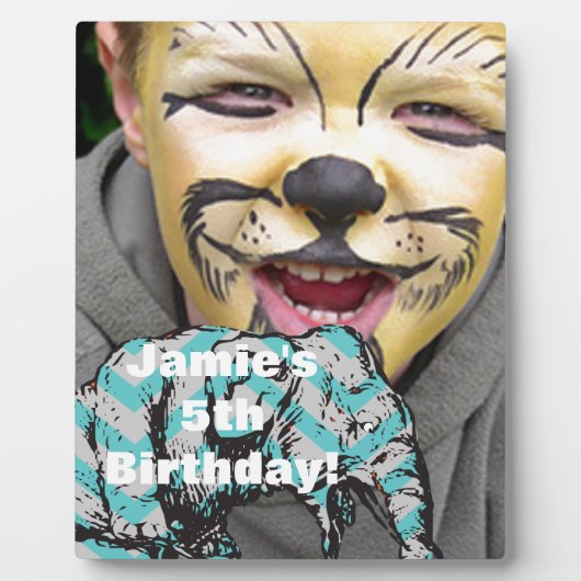 サーカスエレファントバースデーパーティーディスプレイのパーソナライズ フォトプラーク (正面)