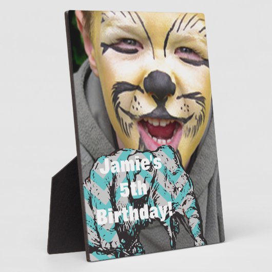 サーカスエレファントバースデーパーティーディスプレイのパーソナライズ フォトプラーク (側面)