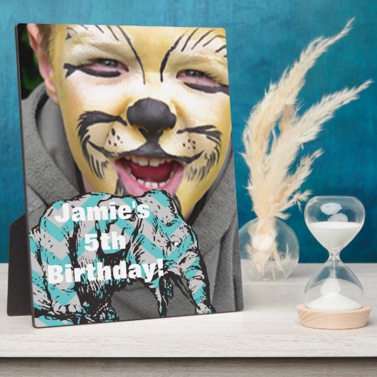 サーカスエレファントバースデーパーティーディスプレイのパーソナライズ フォトプラーク (側面)