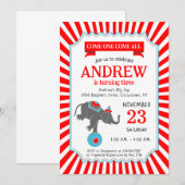 サーカスエレファントバースデーパーティー 招待状 (正面/裏面)