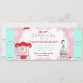 サーカスエレファント誕生日招待状ピンク 招待状 (裏面)