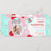 サーカスエレファント誕生日招待状ピンク 招待状 (正面/裏面)