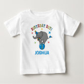 サーカスエレファント1回目の誕生日 ベビーTシャツ (正面)