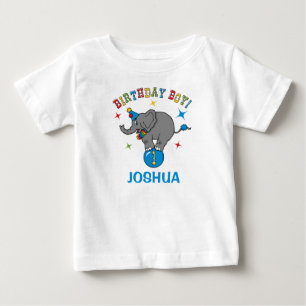 サーカスエレファント1回目の誕生日 ベビーTシャツ