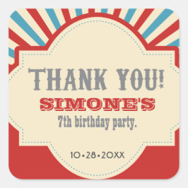 サーカスカスタムをテーマにしたパーティーの景品シール スクエアシール