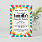 サーカスカラフルカーニバルマーキーバースデーパーティー 招待状 (スタンド正面)