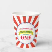 サーカスカラフルキュート1歳の誕生日パーティーキッズ 紙コップ (裏面)