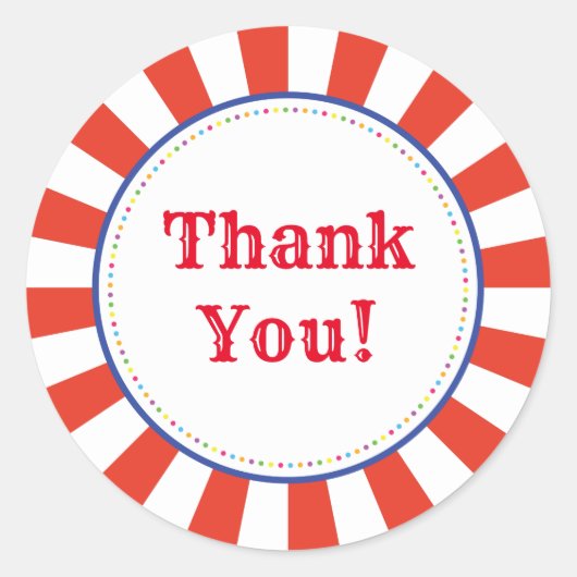 サーカスカラフルキュート1歳の誕生日パーティーテーマ ラウンドシール (正面)