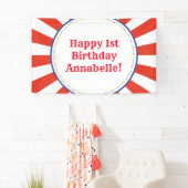 サーカスカラフルキュート1歳の誕生日パーティーテーマ 横断幕 (インサイチュ)