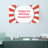 サーカスカラフルキュート1歳の誕生日パーティーテーマ 横断幕 (トレードショー)