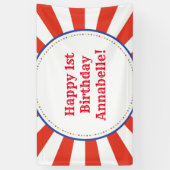 サーカスカラフルキュート1歳の誕生日パーティーテーマ 横断幕 (縦)