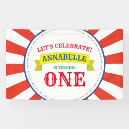 サーカスカラフルキュート1歳の誕生日パーティーテーマ 横断幕